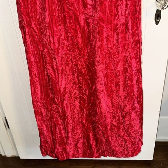 Vintage homemade/handmade crushed red velvet straight maxi skirt - Picture 6 of 8